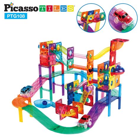 picasso tiles 2 in 1 marble run car race